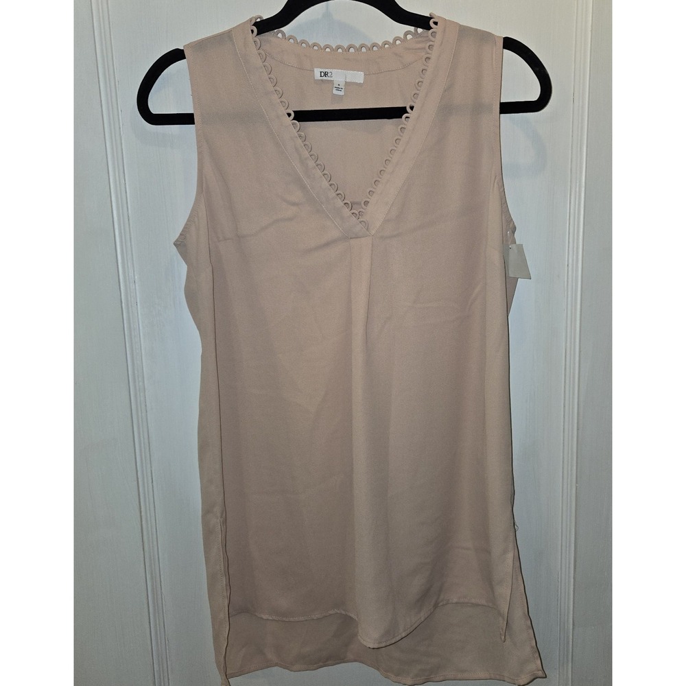 DR2 By Daniel Rainn Women's Loop Trim Tunic Sleeveless Top Apricot Size S